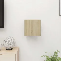 vidaXL Väggmonterad tv-bänk sonoma-ek 30,5x30x30 cm
