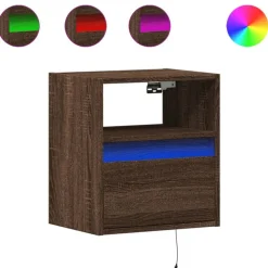 vidaXL Väggmonterad tv-bänk LED brun ek 41x31x45 cm