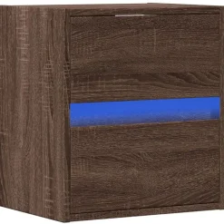 New vidaXL Väggmonterad tv-bänk LED 41x31x45 cm brun ek