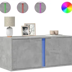 Hot vidaXL Väggmonterad tv-bänk LED 80x31x35 cm Betonggrå