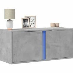 Hot vidaXL Väggmonterad tv-bänk LED 80x31x35 cm Betonggrå