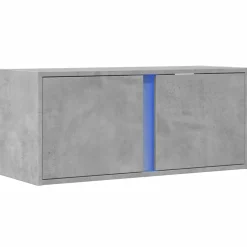 Hot vidaXL Väggmonterad tv-bänk LED 80x31x35 cm Betonggrå
