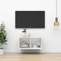 vidaXL Väggmonterad tv-bänk vit 37x37x72 cm konstruerat trä