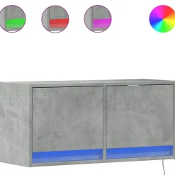 vidaXL Väggmonterad tv-bänk LED betonggrå 80x31x35 cm