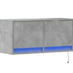 vidaXL Väggmonterad tv-bänk LED betonggrå 80x31x35 cm