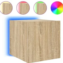 Clearance vidaXL Väggmonterad tv-bänk LED sonoma-ek 30,5x35x30 cm Sonoma ek