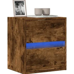 vidaXL Väggmonterad tv-bänk LED rökfärgad ek 41x31x45 cm