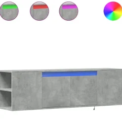 vidaXL Väggmonterad tv-bänk LED betonggrå 135x31x39,5 cm