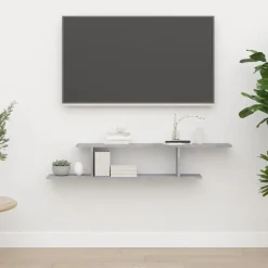 vidaXL Väggmonterad tv-hylla 125x18x23 cm konstruerat trä Betonggrå