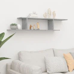 vidaXL Väggmonterad tv-hylla 125x18x23 cm konstruerat trä Betonggrå
