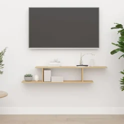 vidaXL Väggmonterad tv-hylla sonoma-ek 125x18x23 cm konstruerat trä