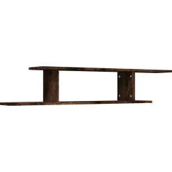 Hot vidaXL Väggmonterad tv-hylla 125x18x23 cm konstruerat trä Rökfärgad ek