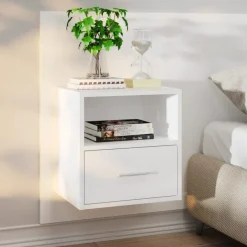 Outlet vidaXL Väggmonterade sängbord 2 st Vit