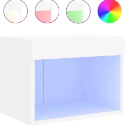 Discount vidaXL Väggmonterade sängbord med LED-lampor Vit
