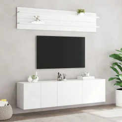 vidaXL Väggmonterade TV-enheter 6 delar vit konstruerat trä