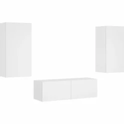 Discount vidaXL Väggmonterade tv-skåp 3 delar med LEDs Vit