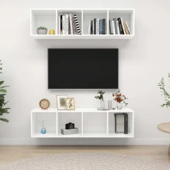 Best vidaXL Väggmonterade tv-skåp 2 st konstruerat trä Vit