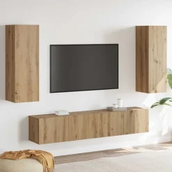 New vidaXL Väggmonterade TV-skåp 4 st ek konstruerat trä artisan ek