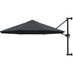 Outlet vidaXL Väggmonterat parasoll med metallstång 300 cm Antracit