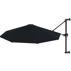 Clearance vidaXL Väggmonterat parasoll med metallstång 300 cm Svart