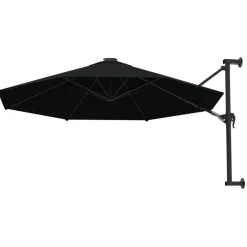 Clearance vidaXL Väggmonterat parasoll med metallstång 300 cm Svart