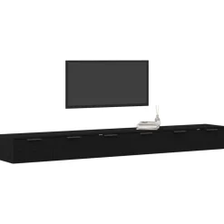 vidaXL Väggmonterat skåp med låda 2 pcs Svart Ek 102 x 30 x 20 cm