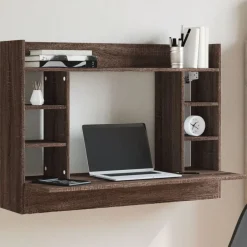 Clearance vidaXL Väggmonterat skrivbord 105x48x75 cm konstruerat trä brun ek