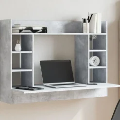vidaXL Väggmonterat skrivbord betonggrå 105x48x75 cm konstruerat trä