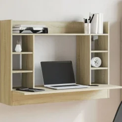 Clearance vidaXL Väggmonterat skrivbord sonoma-ek 105x48x75 cm konstruerat trä Sonoma ek