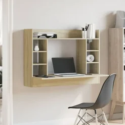 Clearance vidaXL Väggmonterat skrivbord sonoma-ek 105x48x75 cm konstruerat trä Sonoma ek