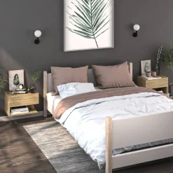 Outlet vidaXL Väggmonterat sängbord sonoma-ek Sonoma ek