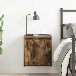 Hot vidaXL Väggmonterat sängskåp rökt ek 38x34x40 cm Rökfärgad ek