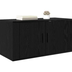 vidaXL Väggmonterat TV-förråd Väggmonterad Svart ek 80 x 34.5 x 40 cm
