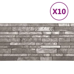vidaXL Väggpaneler 10 pcs Mörkgrå 100 x 50 cm EPS Skum