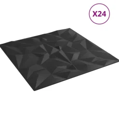 New vidaXL Väggpaneler 24 pcs 50 x 50 cm XPS Skum Svart