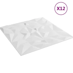 vidaXL Väggpaneler 12 pcs Vit 50 x 50 cm XPS Skum