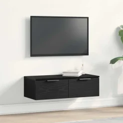 vidaXL Väggskåp med låda Svart Ek 68 x 30 x 20 cm Konstruerat trä