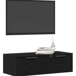 vidaXL Väggskåp med låda Svart Ek 68 x 30 x 20 cm Konstruerat trä