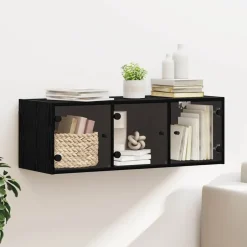 Sale vidaXL Väggskåp Väggmonterad 102 x 37 x 35 cm Konstruerat trä Svart ek