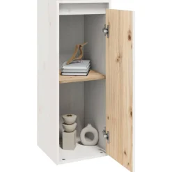 vidaXL Väggskåp vit 30x30x80 cm massiv furu