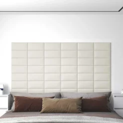 Clearance vidaXL Väggsänggavel 12 pcs 30 x 15 cm Sammet Kräm