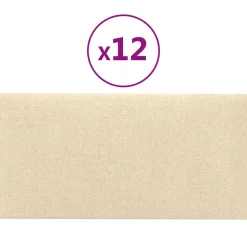 vidaXL Väggsänggavel 12 pcs Kräm 30 x 15 cm tyg