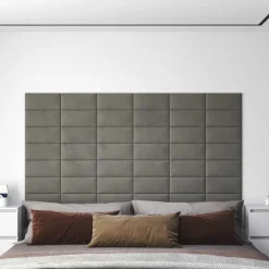 New vidaXL Väggsänggavel 12 pcs 30 x 15 cm Sammet Ljusgrå