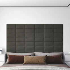 vidaXL Väggsänggavel 12 pcs Mörkgrå 30 x 15 cm Sammet