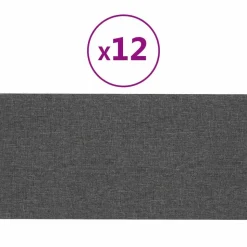 vidaXL Väggsänggavel 12 pcs Mörkgrå 30 x 15 cm tyg