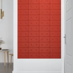 vidaXL Väggsänggavel 12 pcs Röd 30 x 15 cm Konstläder