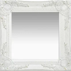 Discount vidaXL Väggspegel barockstil 40x40 cm Vit