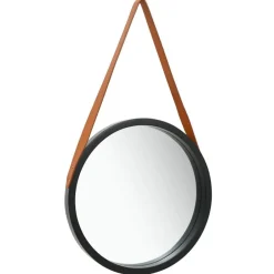 Discount vidaXL Väggspegel med rem 40 cm Svart