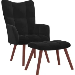New vidaXL Vilstol med fotpall sammet Svart