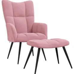 New vidaXL Vilstol med fotpall sammet Rosa